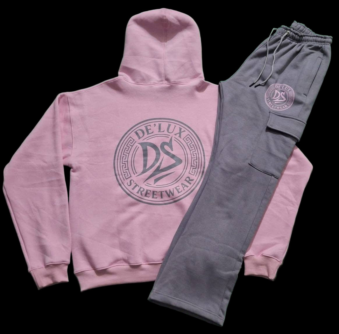 De’LuX Streetwear Grey/Pink Joggers