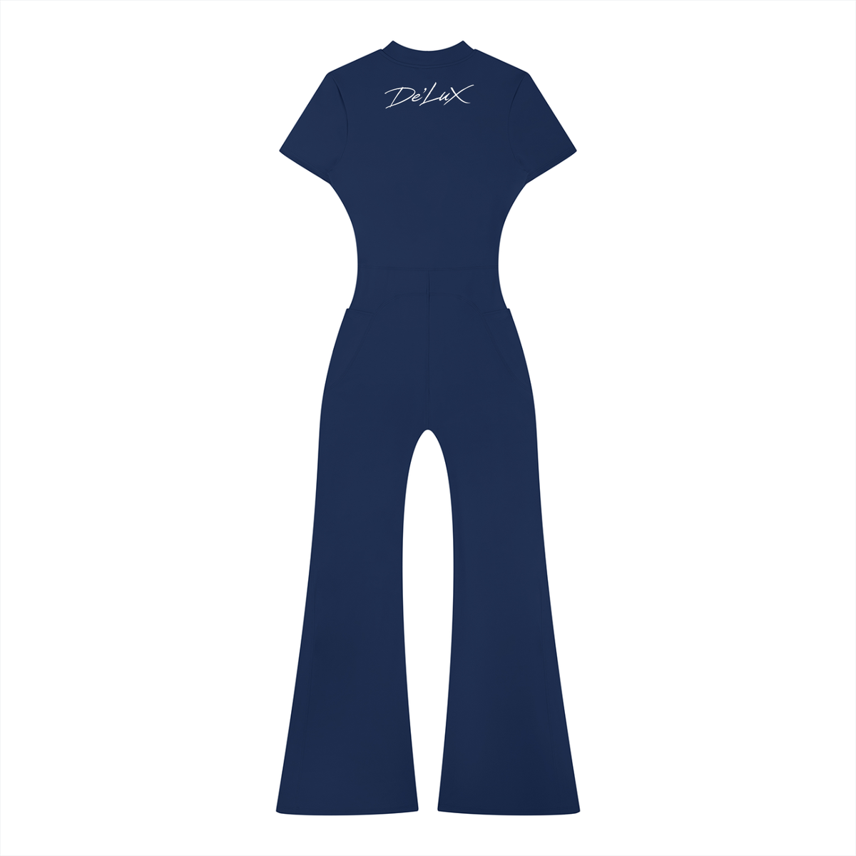 DeLuX Women’s Tight Flared Leg Quarter-Zip Jumpsuit