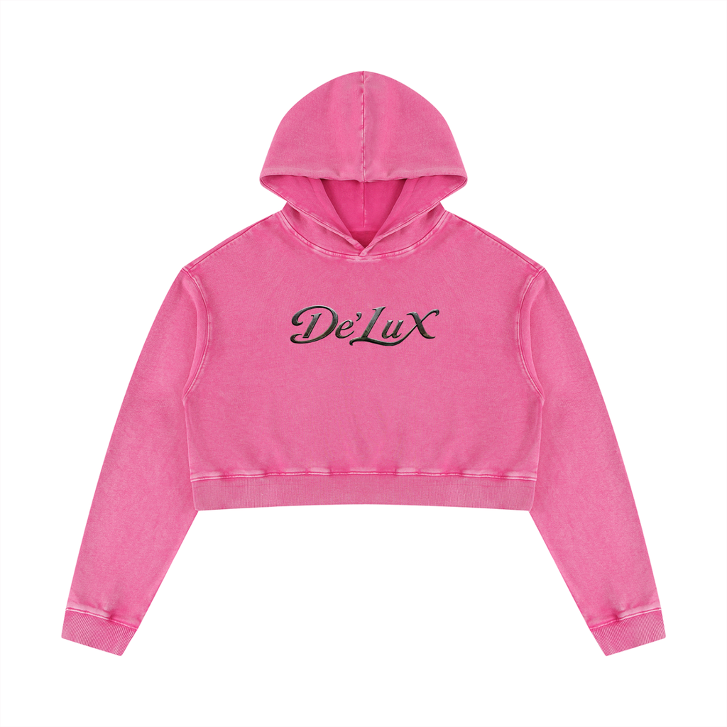 DeLuX Women’s Mineral Washed Crop Hoodie