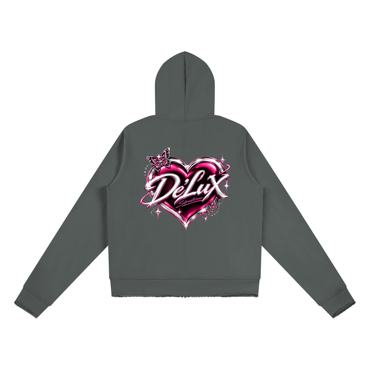 DeLuX Women’s Raw Edge Full Zip Hoodie