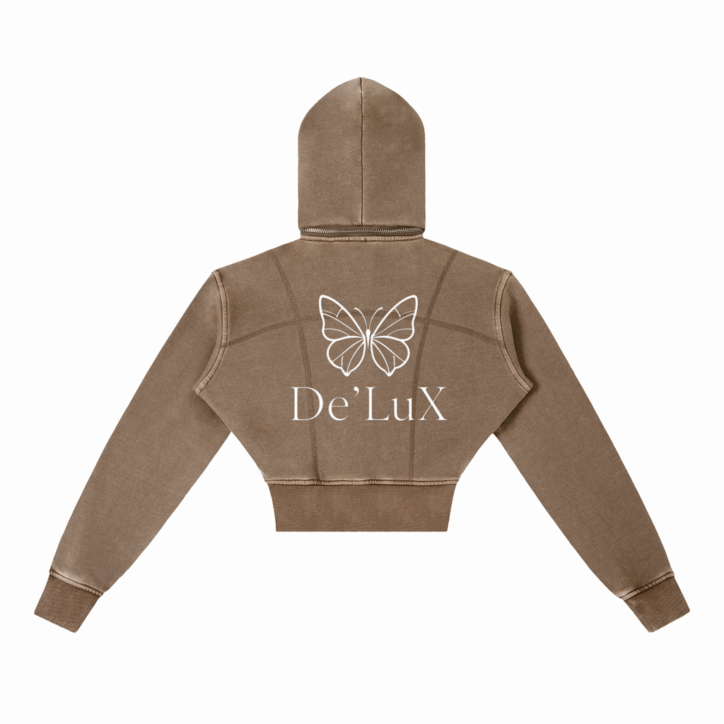 Vintage Washed Cropped Fleece Hoodie