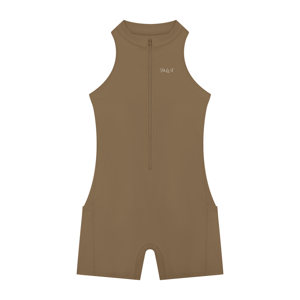 DeLuX Women’s Quarter-Zip Yoga Romper