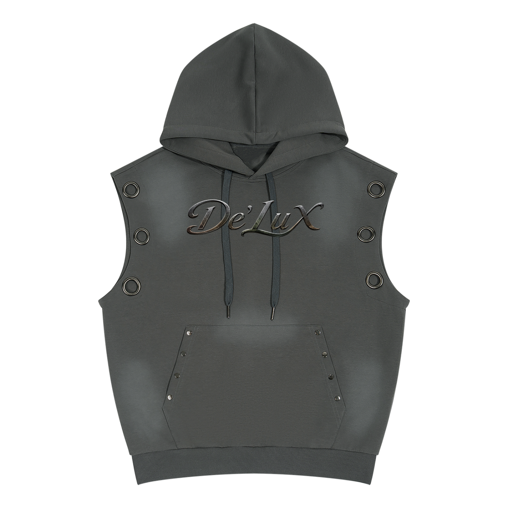 DeLuX Vintage Wash Sun Fade Sleeveless Hoodie