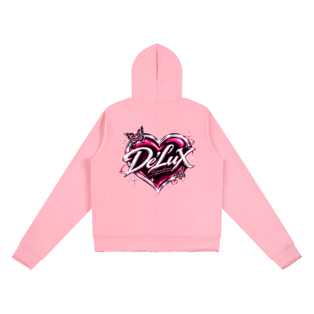 DeLuX Women’s Raw Edge Full Zip Hoodie