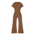 DeLuX Women’s Tight Flared Leg Quarter-Zip Jumpsuit