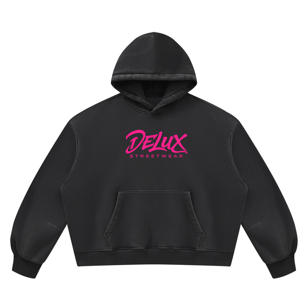 DeLuX Vintage Wash Boxy Fleece Hoodie