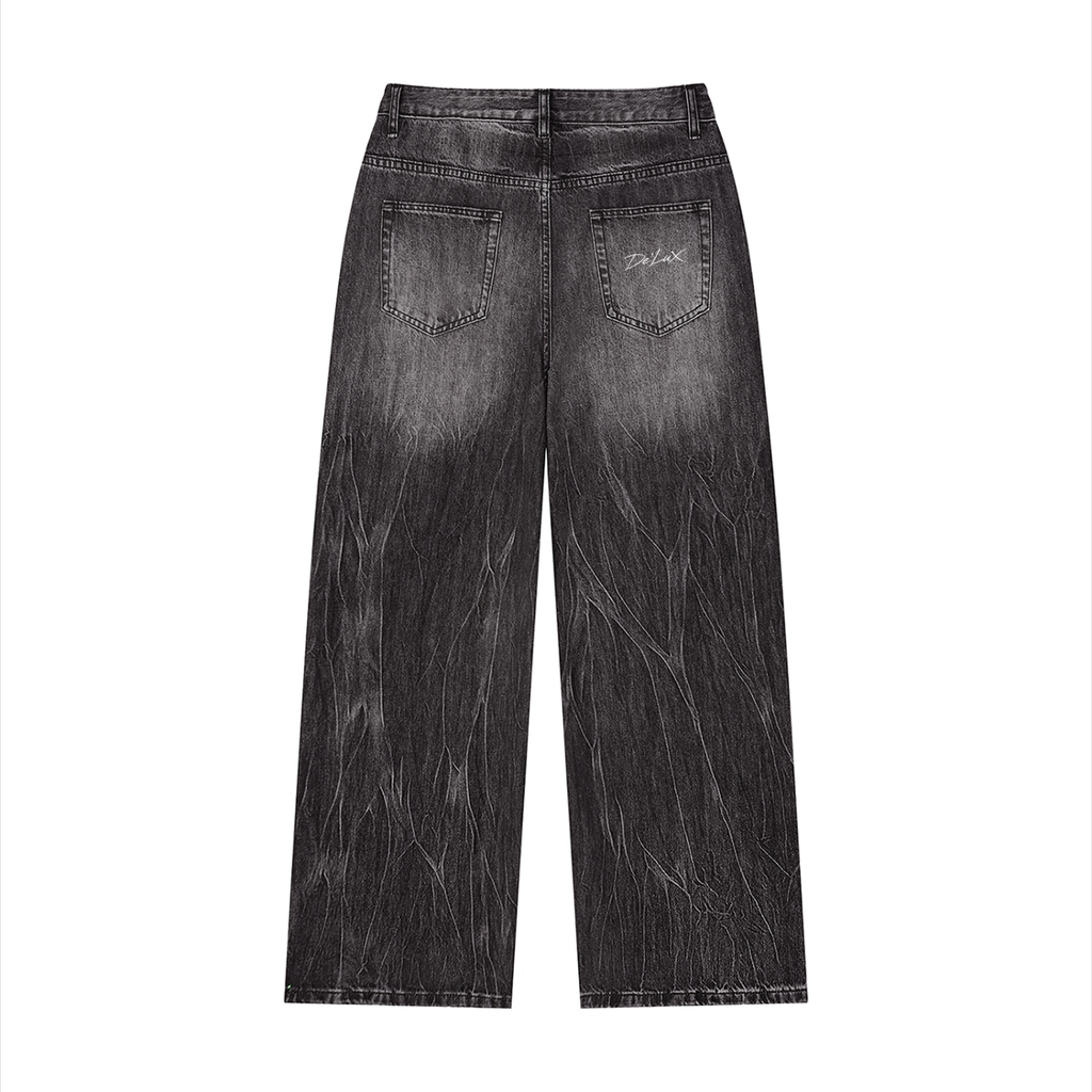 DeLuX Premium Vintage Wash Wide Leg Jeans