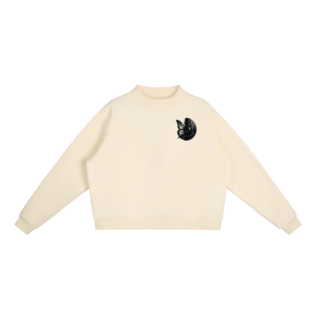 DeLuX Butterfly Essential Fleece Mock-Neck Crew Sweatshirt