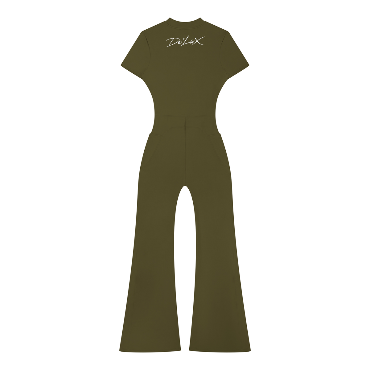 DeLuX Women’s Tight Flared Leg Quarter-Zip Jumpsuit