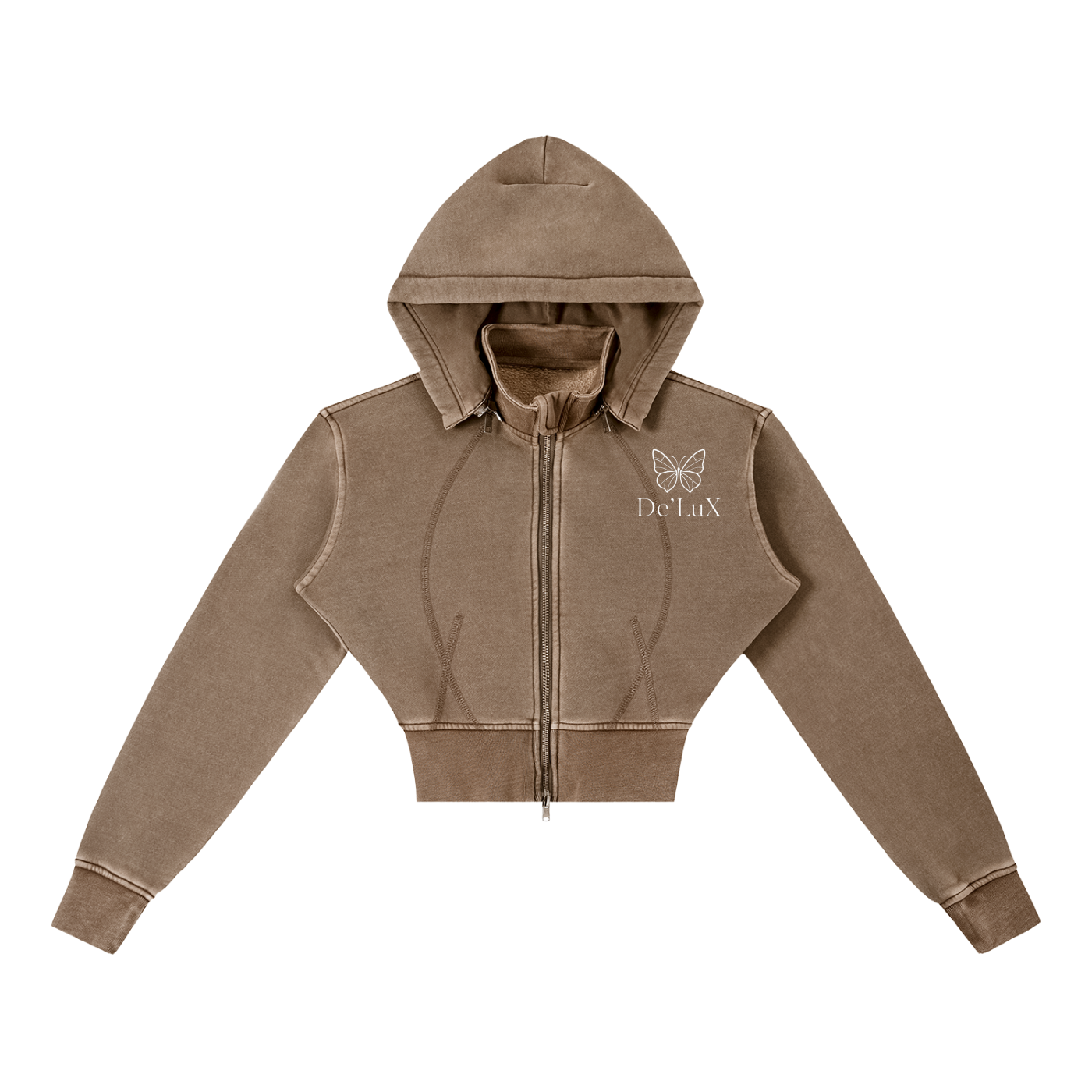 Vintage Washed Cropped Fleece Hoodie