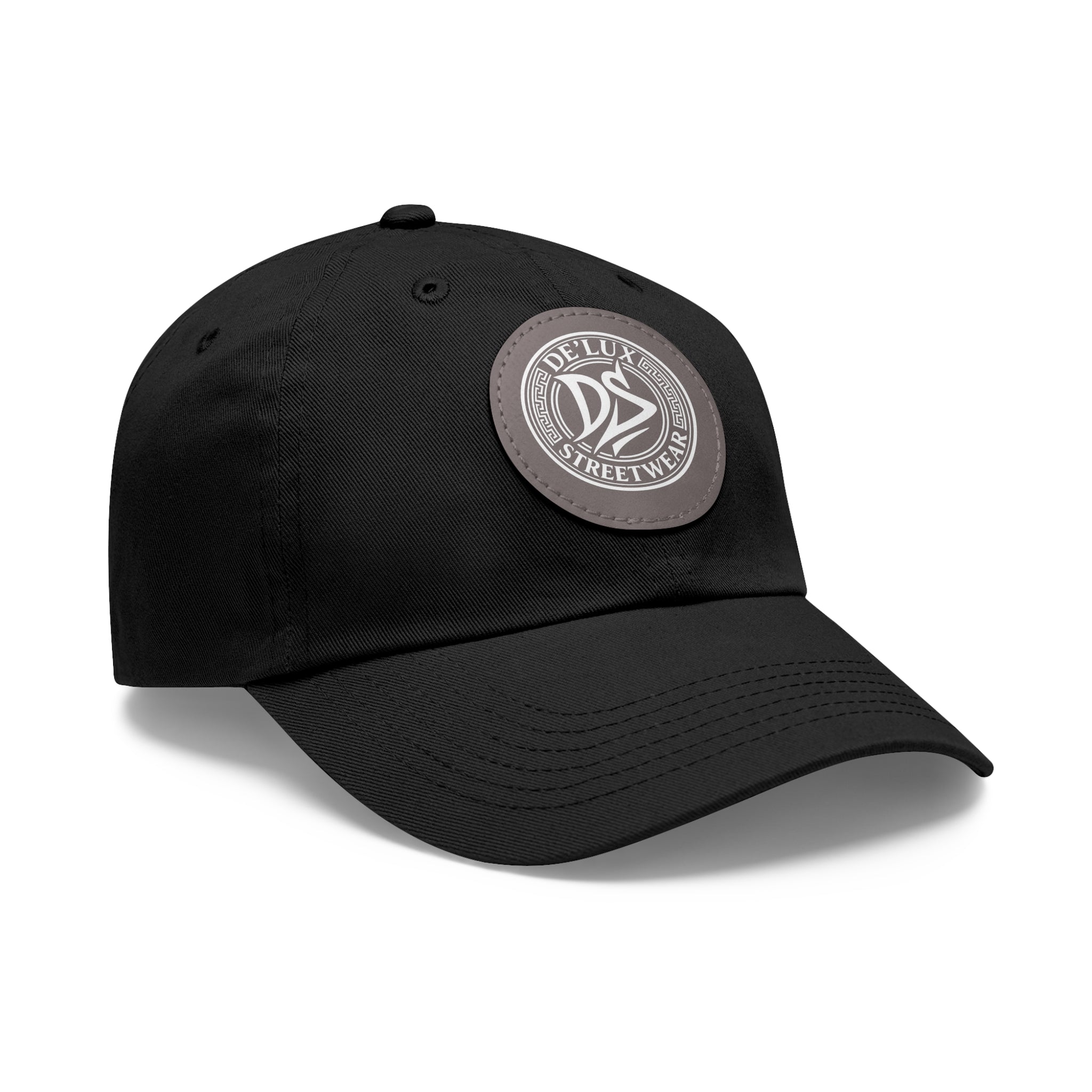 Deluxe Streetwear Leather Patch Dad Hat — Round Logo Cap