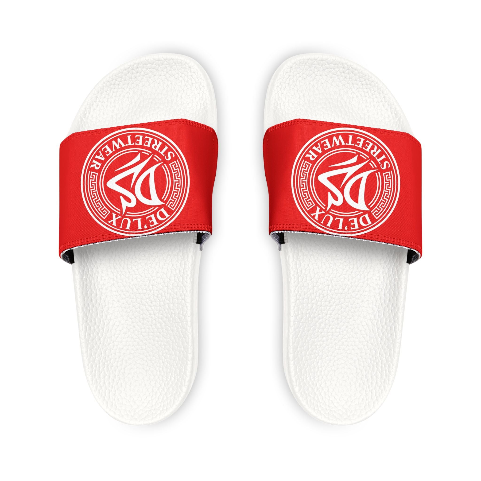 Men's Slide Sandals — Red Deluxe Streetwear Logo Slides