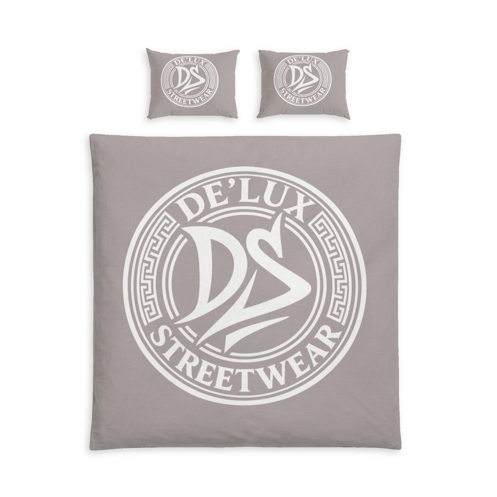 De'Lux Streetwear Logo Cotton Duvet Cover Set – Neutral Grey Bedding