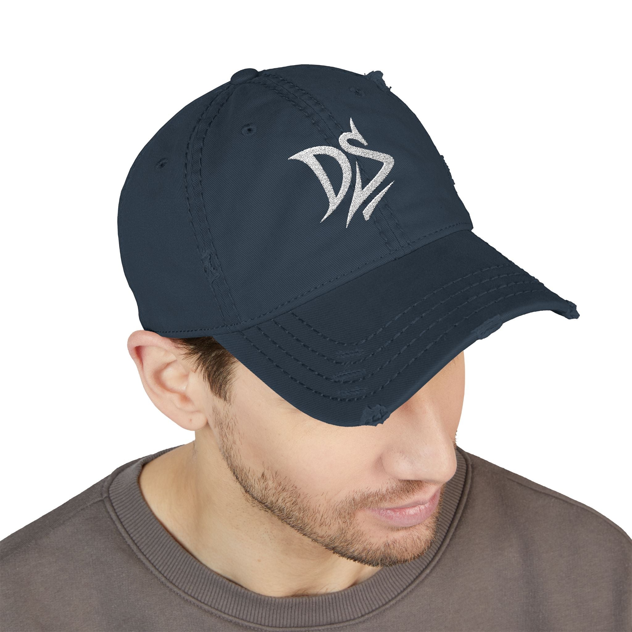 Distressed Embroidered Dad Hat — Vintage ‘DS’ Logo Cap
