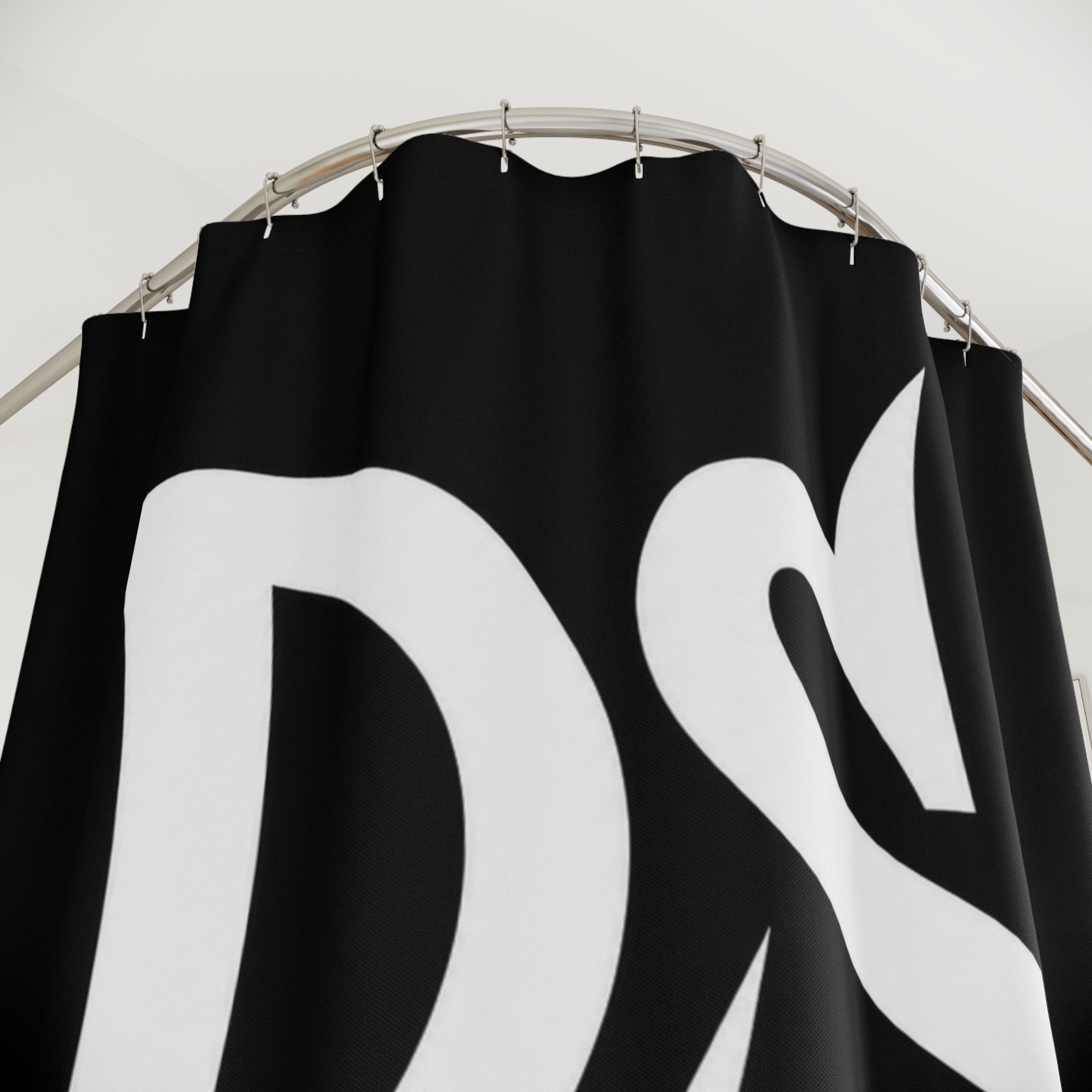 DS Monogram Shower Curtain — Modern Black & White Bath Décor