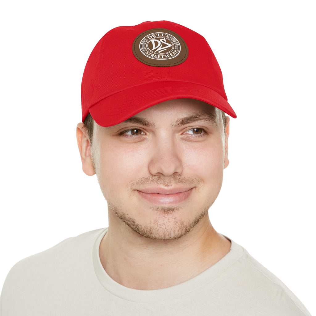 Deluxe Streetwear Leather Patch Dad Hat — Round Logo Cap