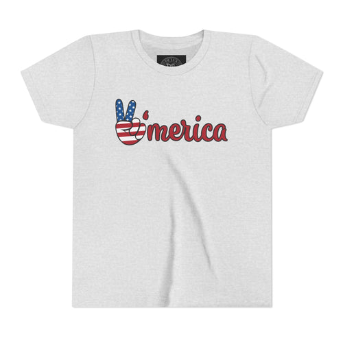'Merica Peace Sign Youth Tee - Patriotic Fourth of July Kids Shirt