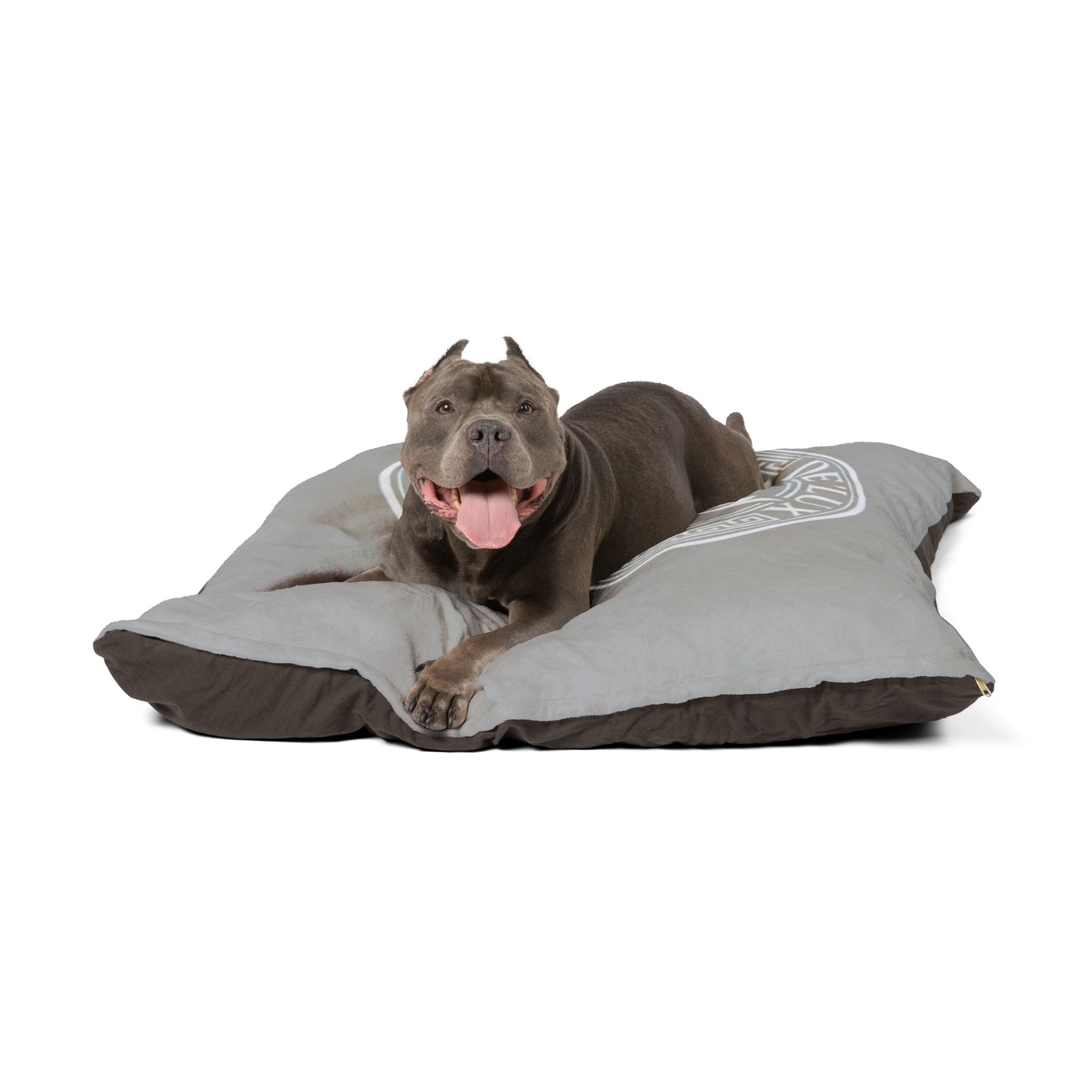 De'Lux Streetwear Logo Pet Bed – Plush Grey Dog & Cat Cushion