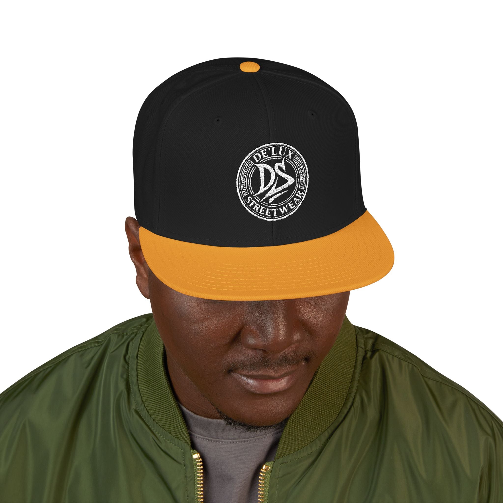 Embroidered Snapback Hat — Vintage Circle Logo Streetwear Cap