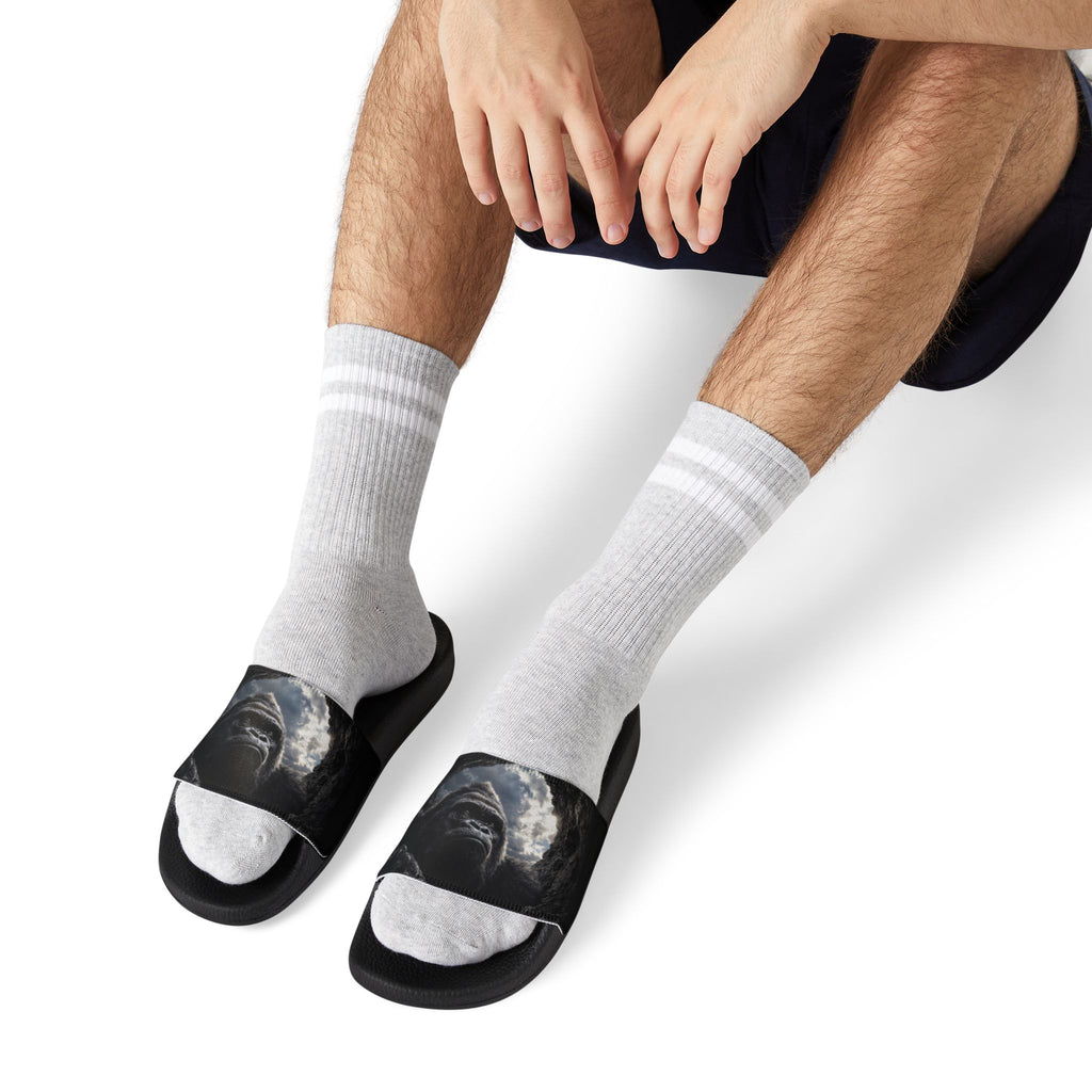 Men's Slide Sandals — Dark Moon Abstract Strap Design