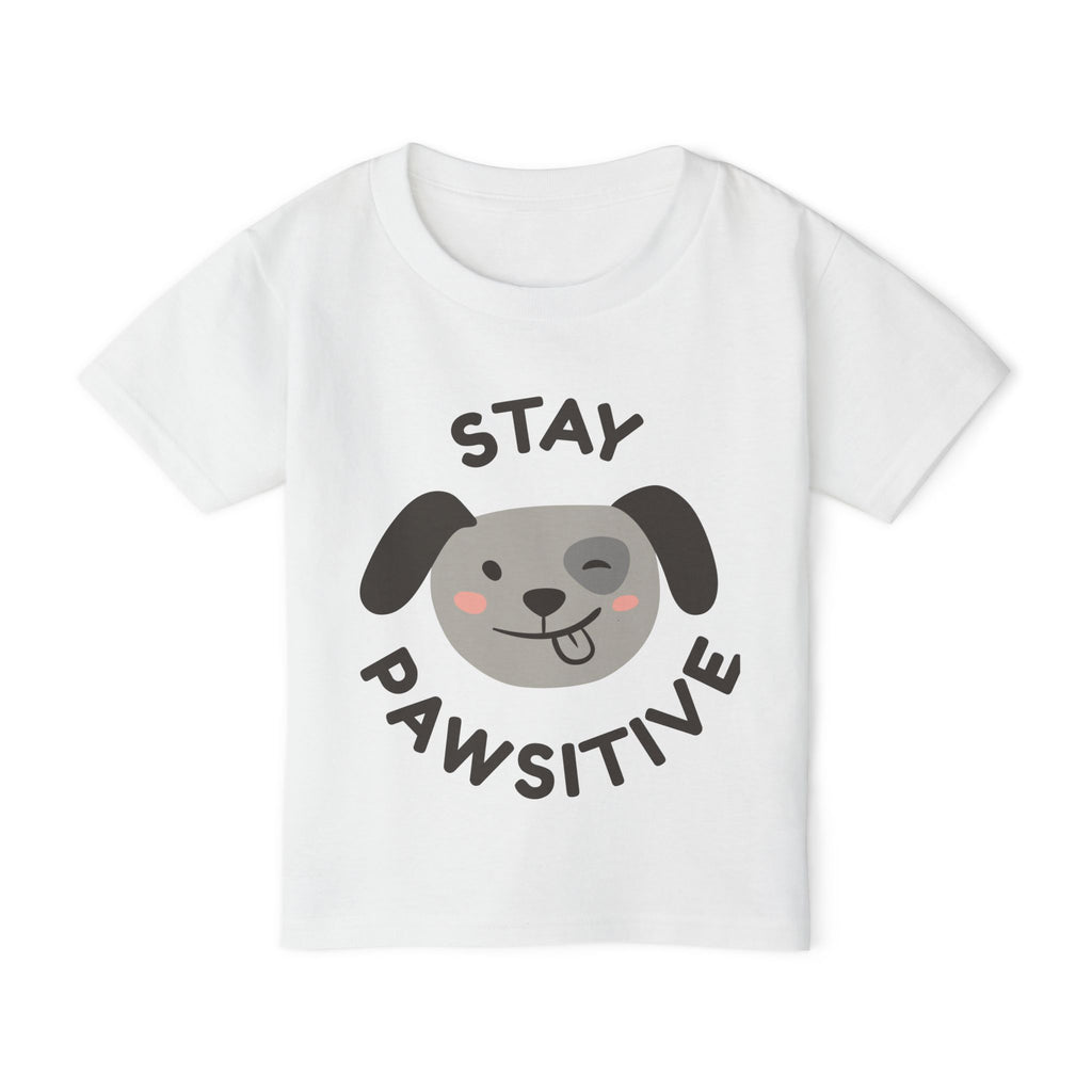 Toddler T-Shirt — "Stay Pawsitive" Cute Winking Puppy Kids Tee