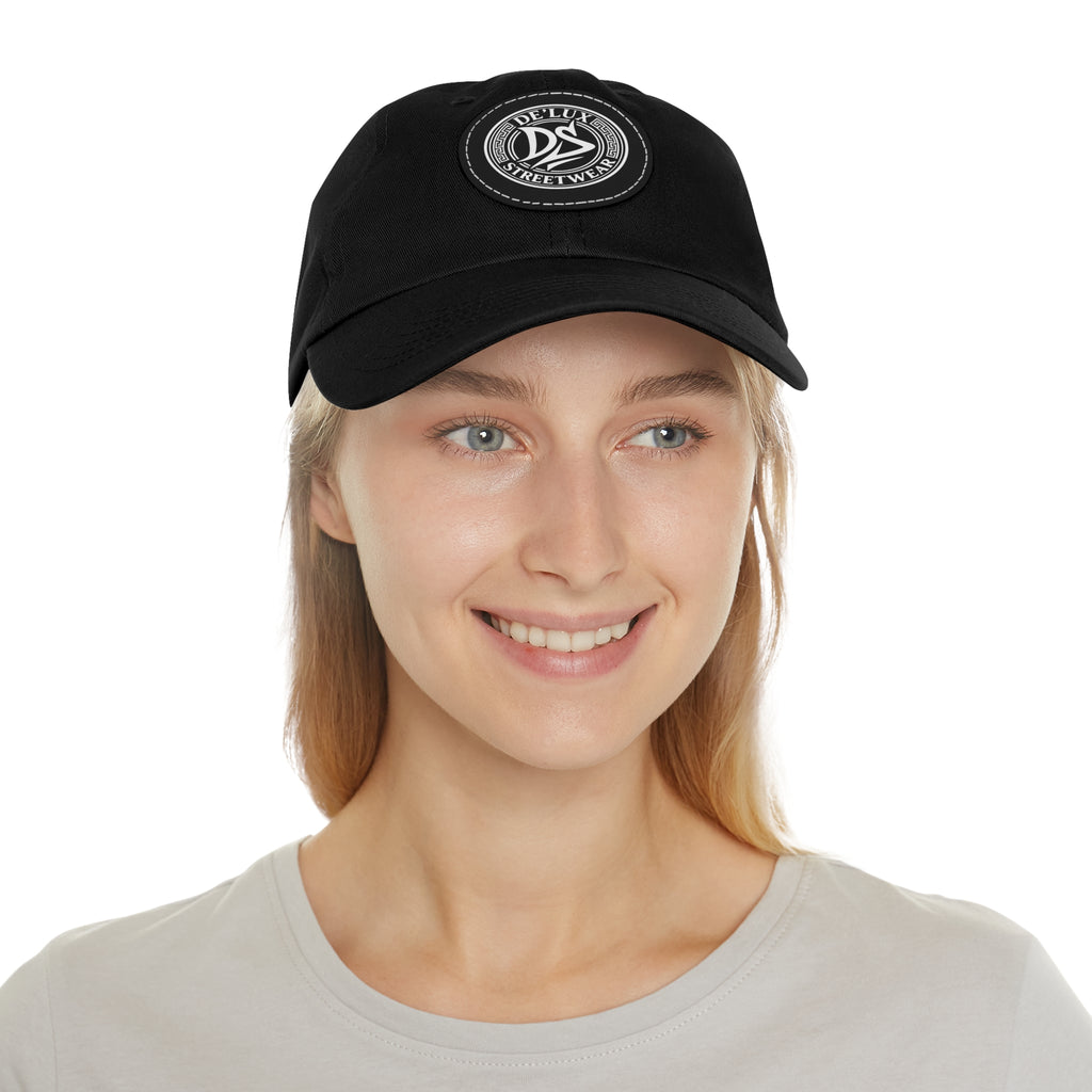 Deluxe Streetwear Leather Patch Dad Hat — Round Logo Cap