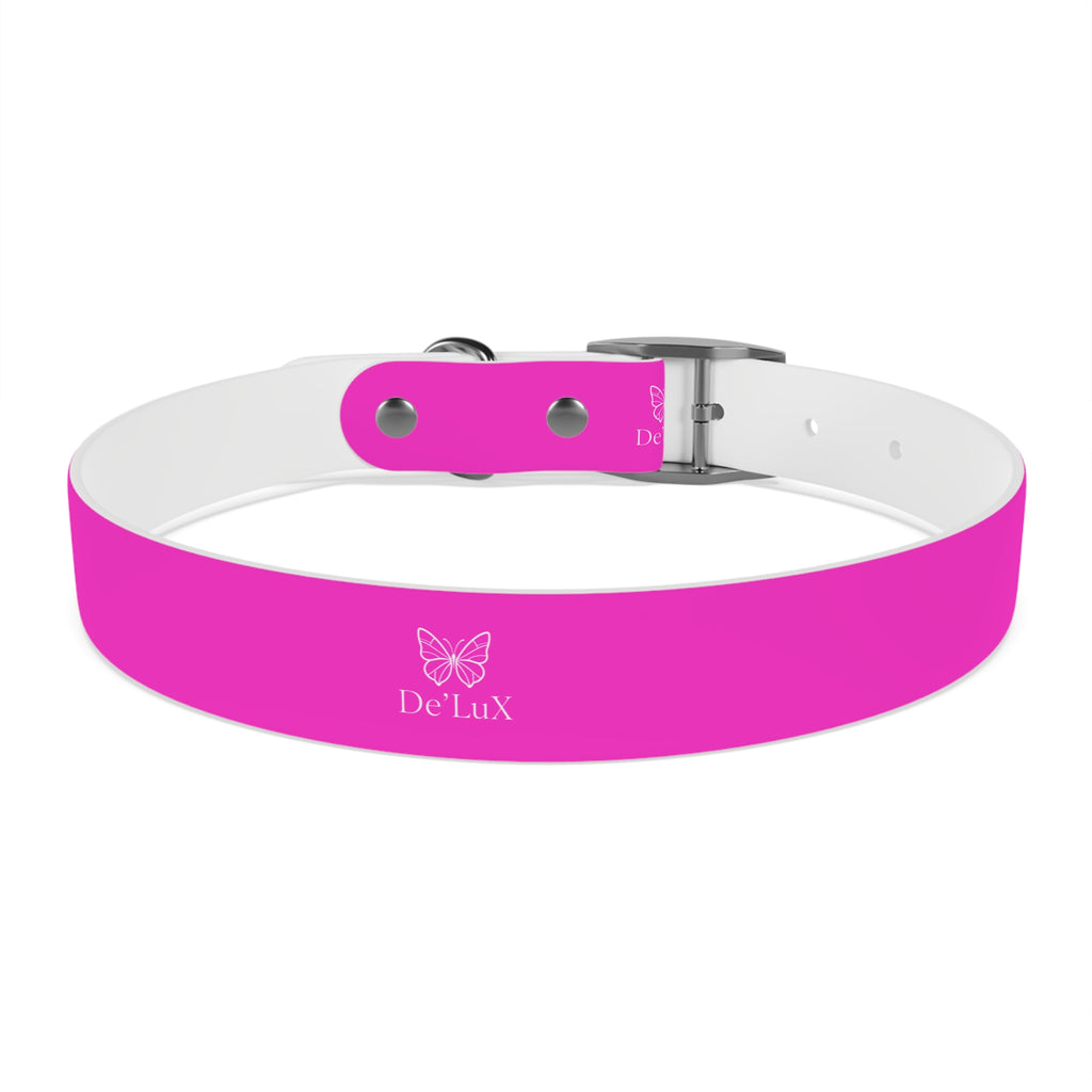 Bright Pink Dog Collar — De'Lux Butterfly Adjustable Pet Collar
