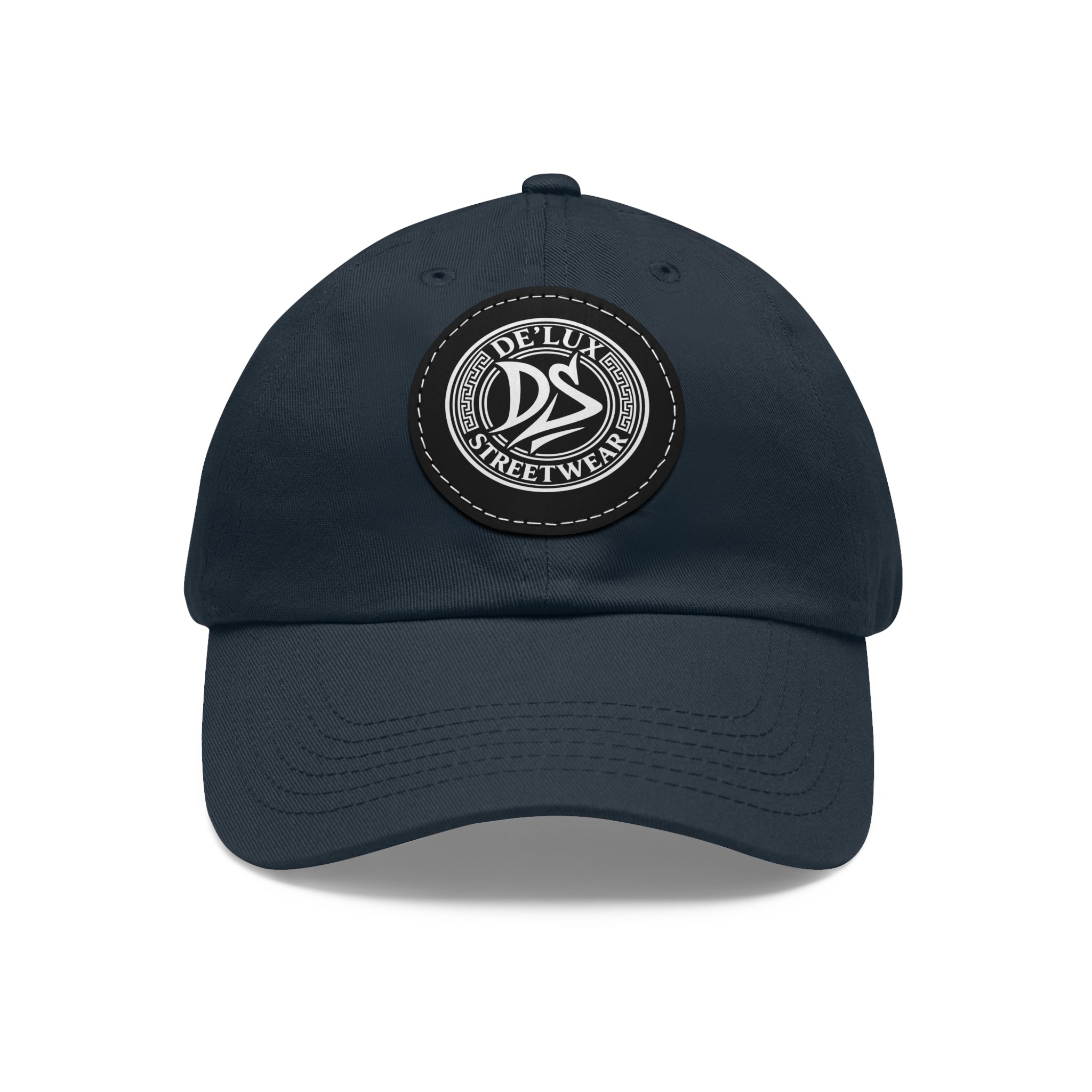 Deluxe Streetwear Leather Patch Dad Hat — Round Logo Cap