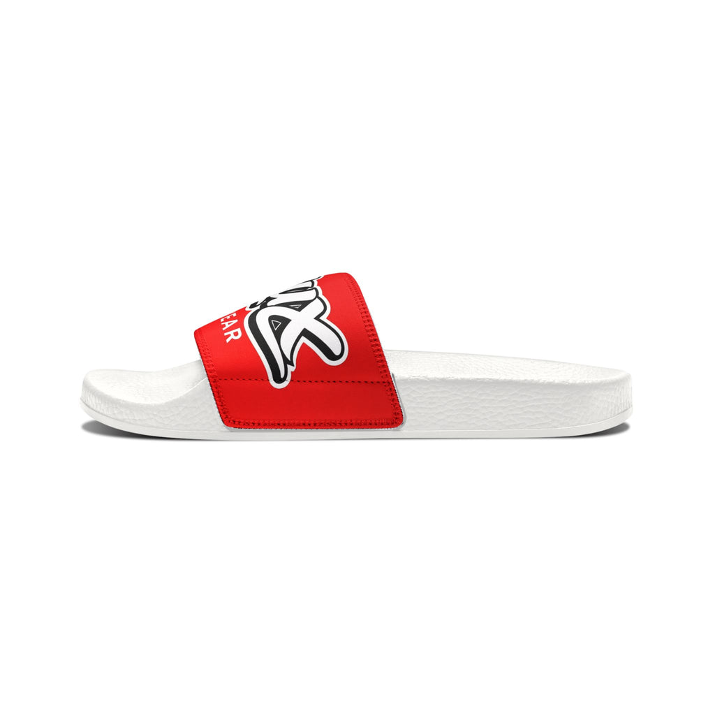 Men's Removable-Strap Slide Sandals — Bold Red 'Delux Streetwear' Logo