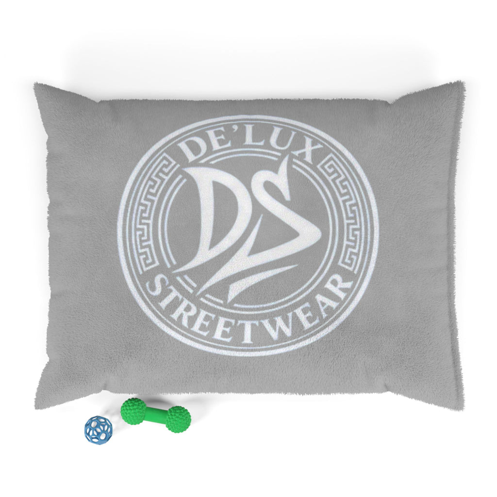 De'Lux Streetwear Logo Pet Bed – Plush Grey Dog & Cat Cushion