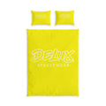 Delux Streetwear Cotton Bed Set — Bright Yellow Logo Duvet Cover & Pillowcases