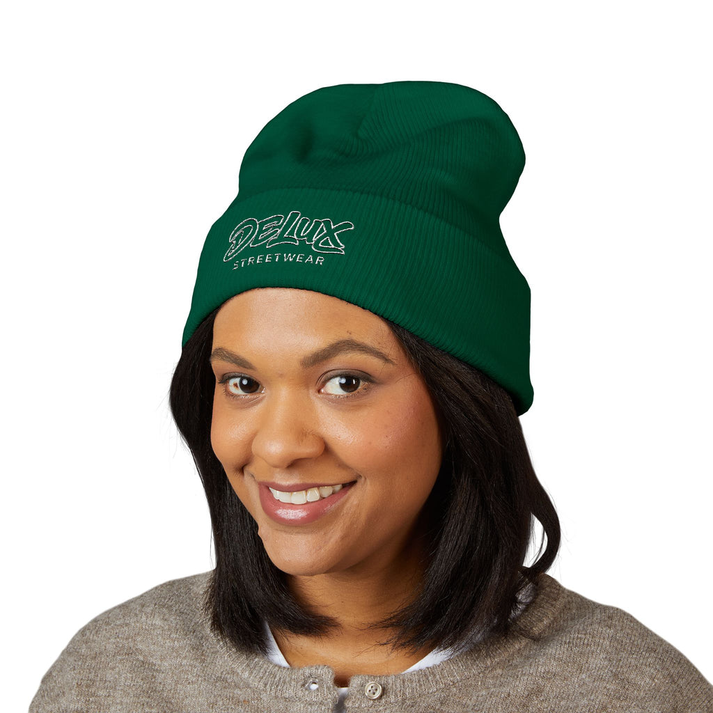 Delux Streetwear Embroidered Cuffed Beanie — Bold Knit Hat