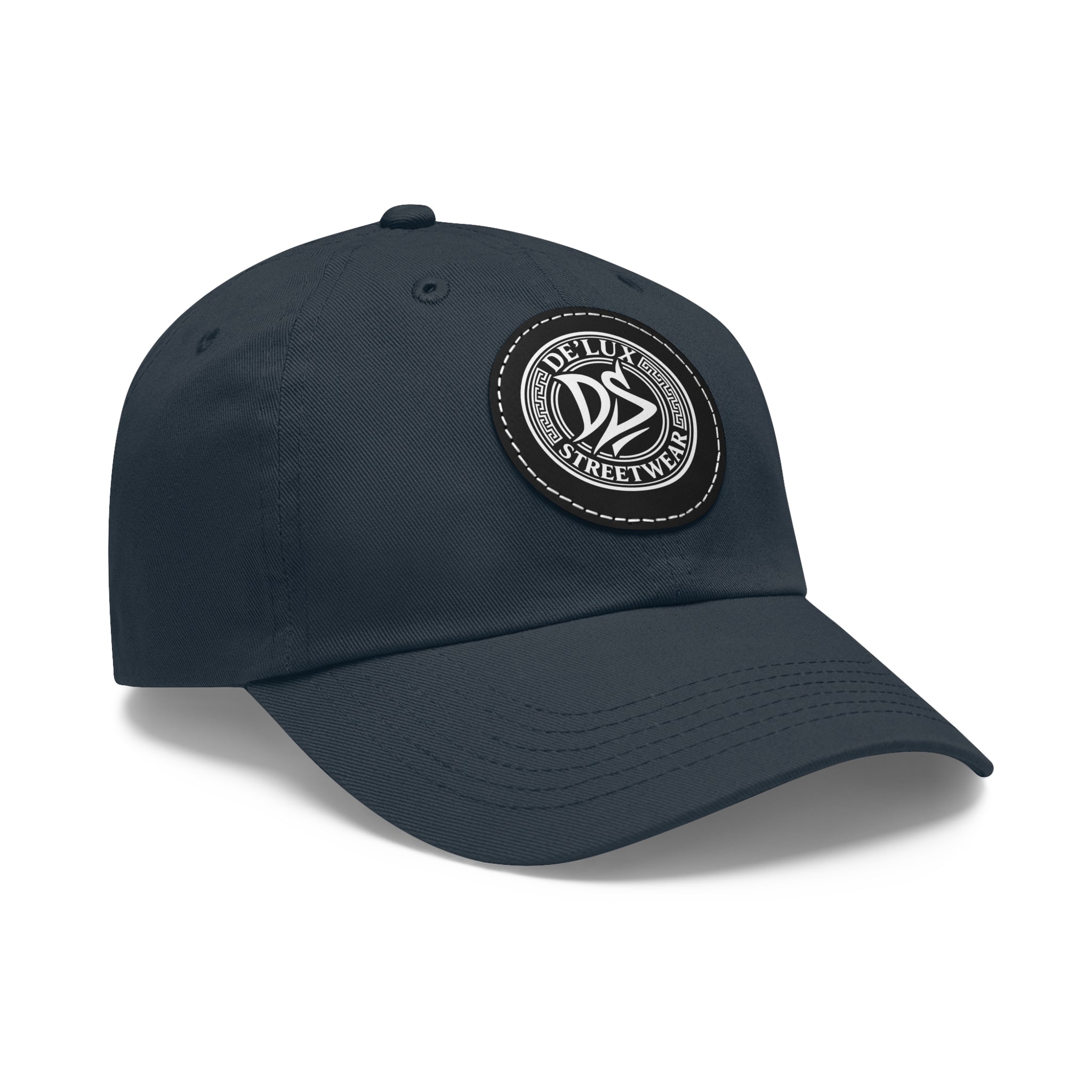 Deluxe Streetwear Leather Patch Dad Hat — Round Logo Cap