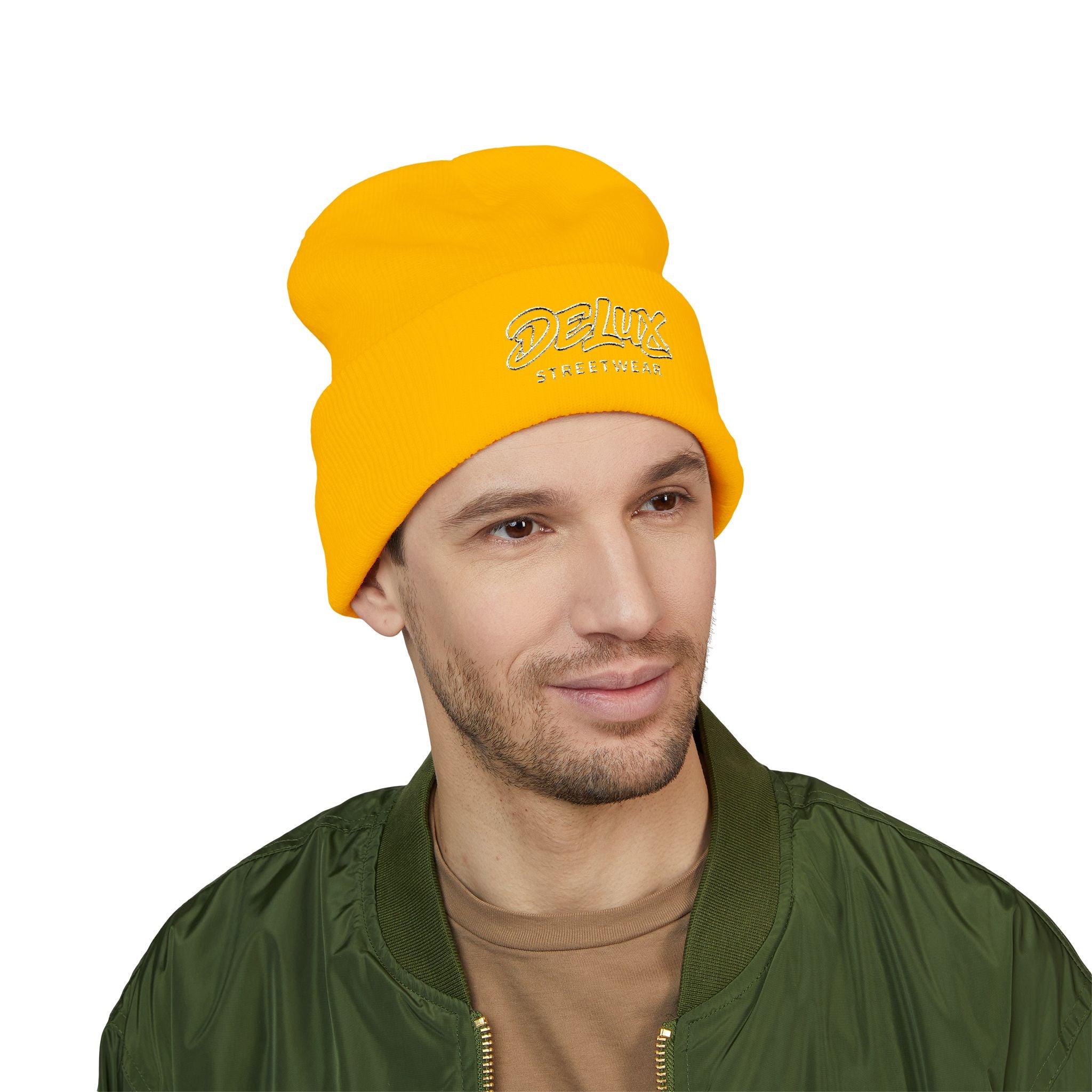 Delux Streetwear Embroidered Cuffed Beanie — Bold Knit Hat