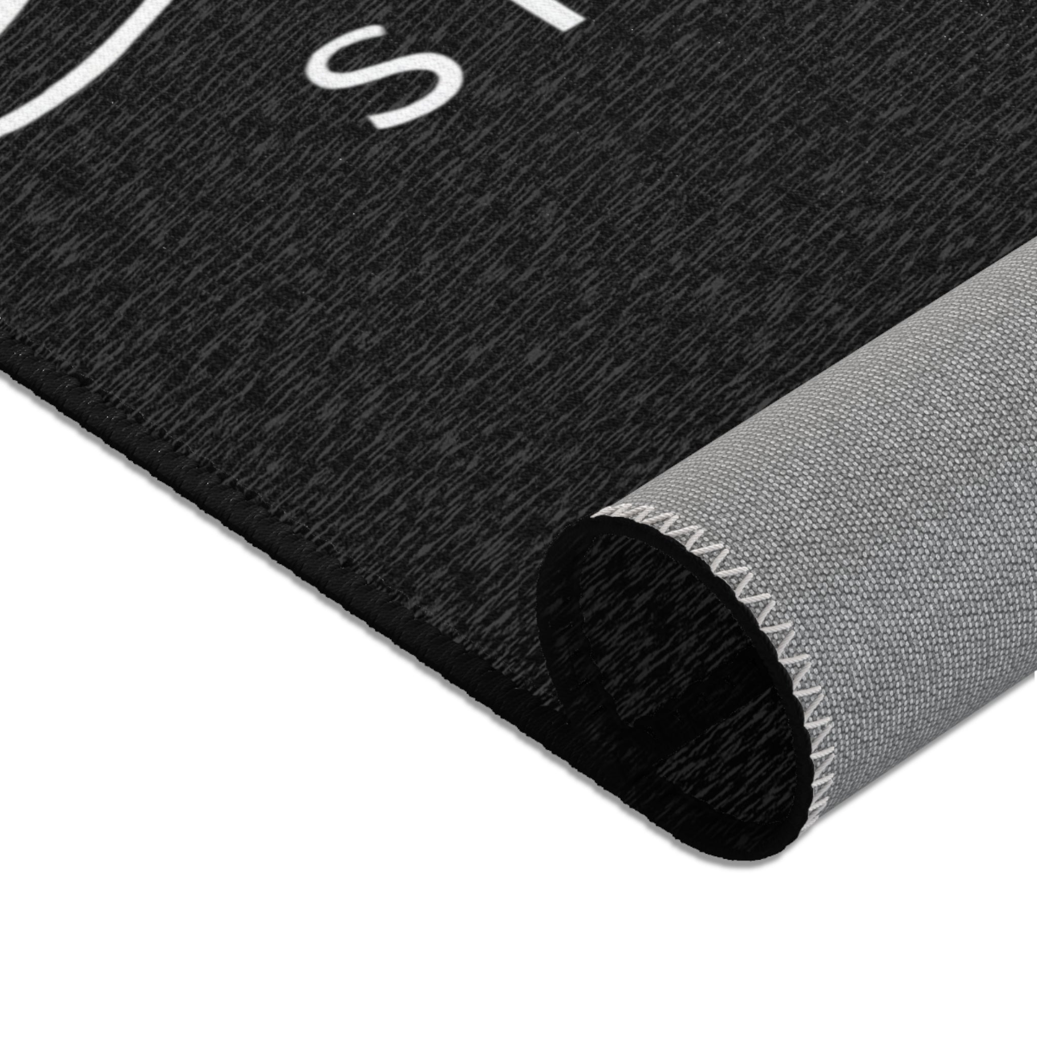 Delux Streetwear Black Logo Area Rug — Modern Urban Entryway Mat