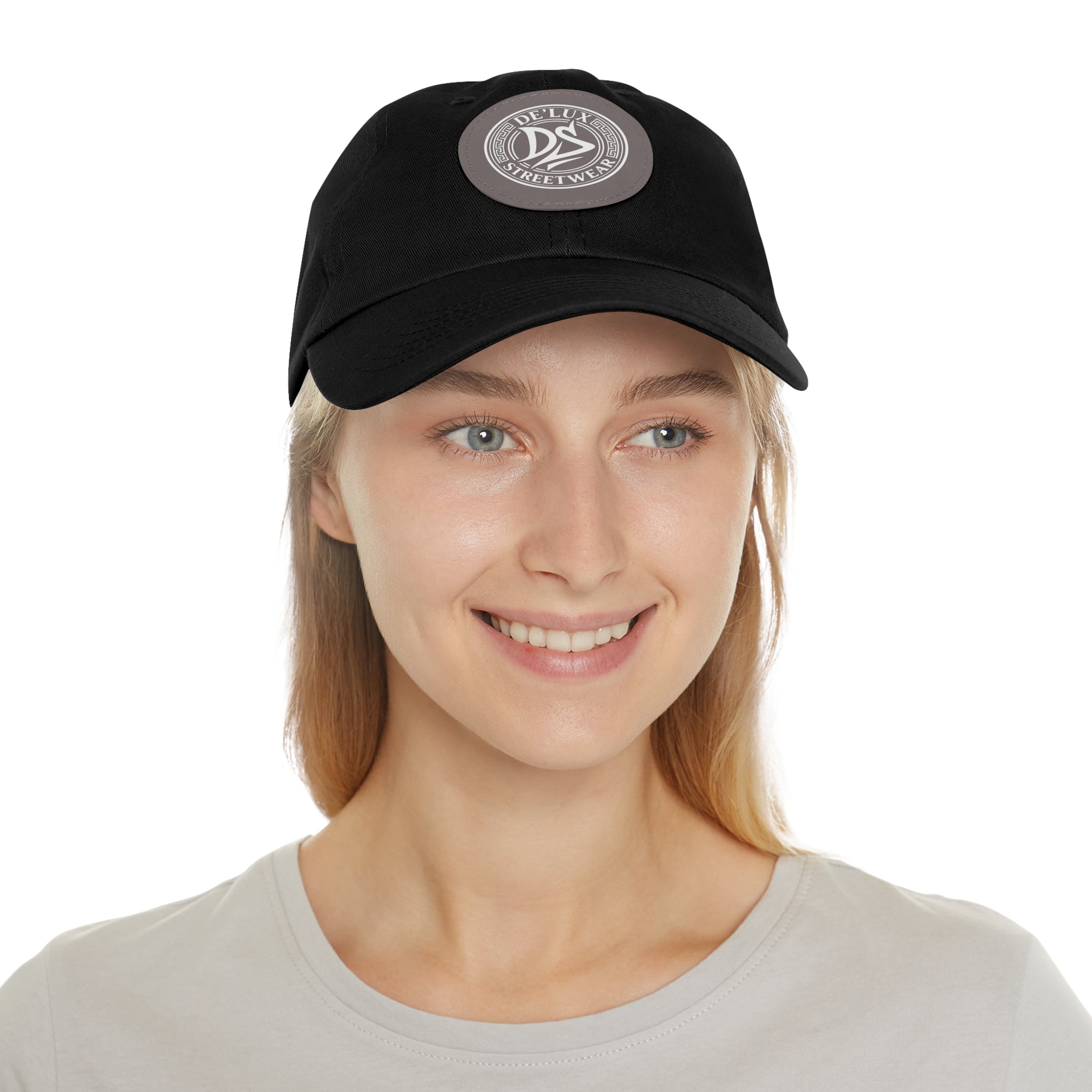 Deluxe Streetwear Leather Patch Dad Hat — Round Logo Cap
