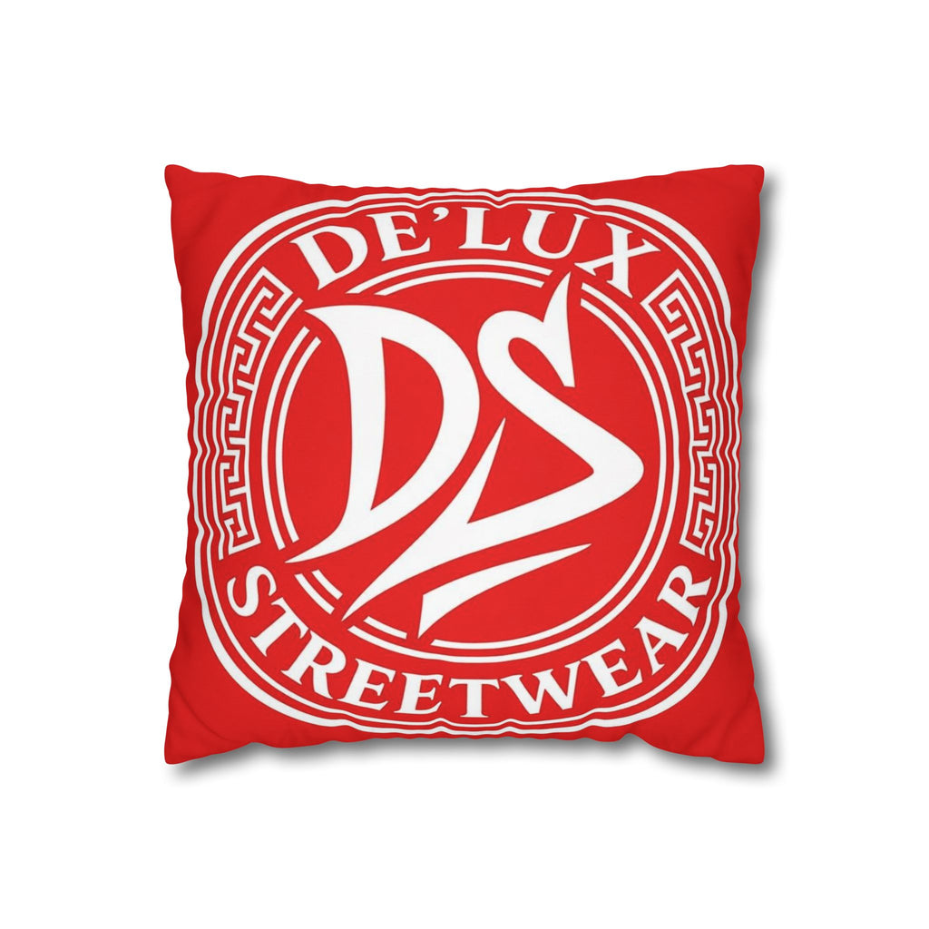 DeLUX Streetwear Logo Throw Pillowcase — Red De'Lux DS Square Cushion Cover