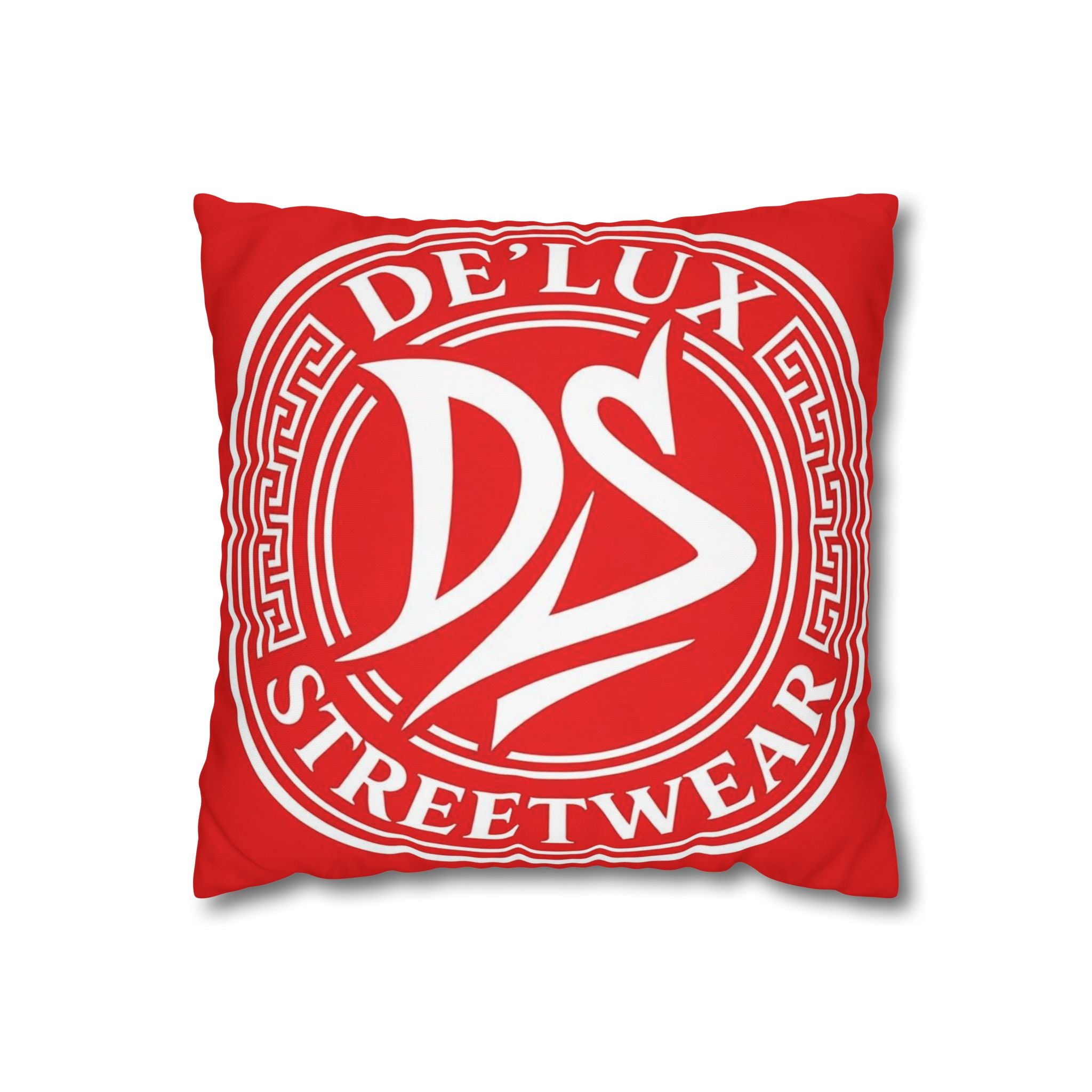 DeLUX Streetwear Logo Throw Pillowcase — Red De'Lux DS Square Cushion Cover
