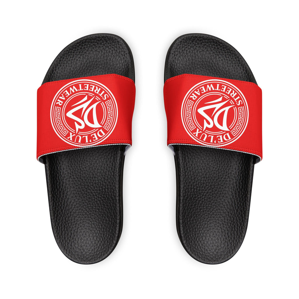 Men's Slide Sandals — Red Deluxe Streetwear Logo Slides
