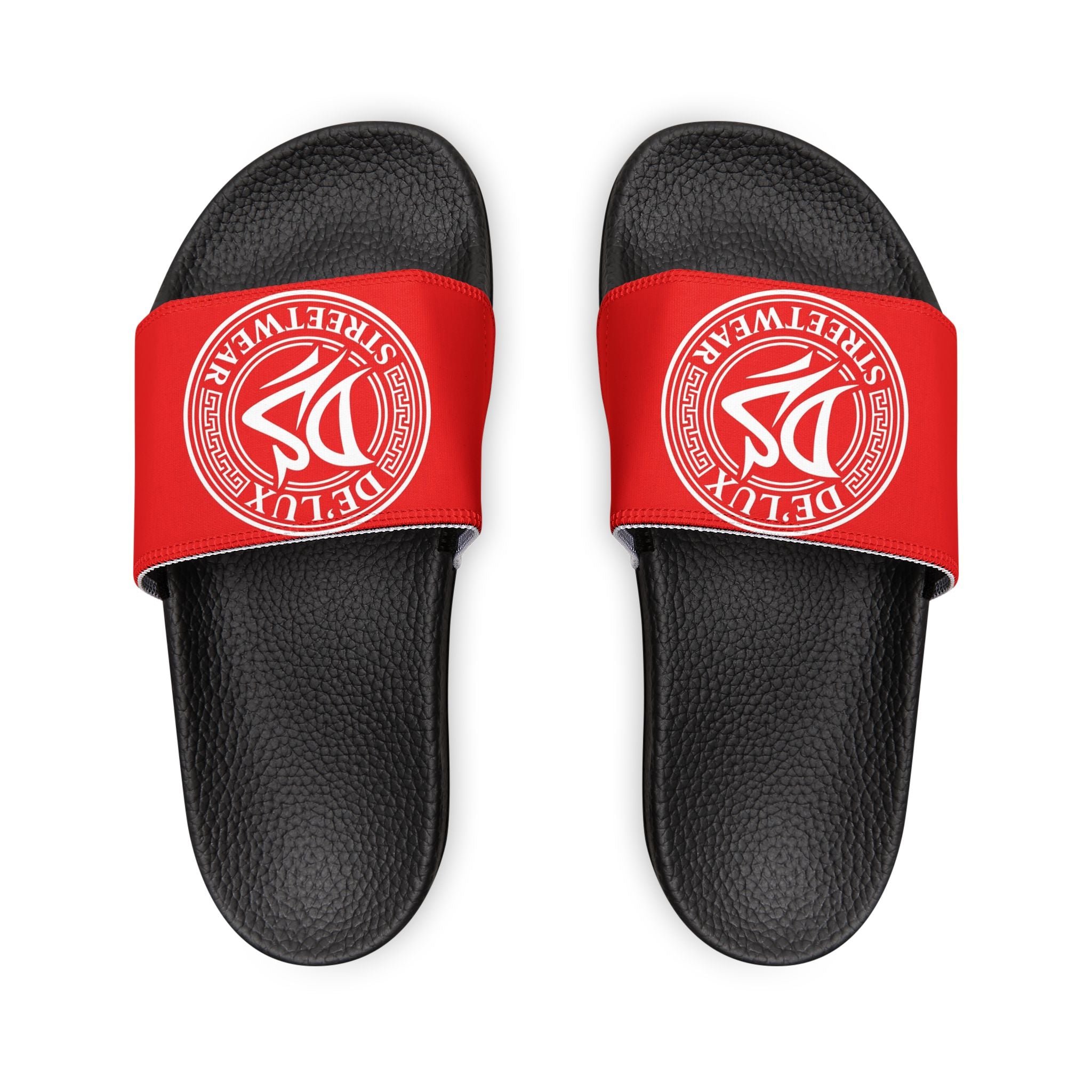 Men's Slide Sandals — Red Deluxe Streetwear Logo Slides