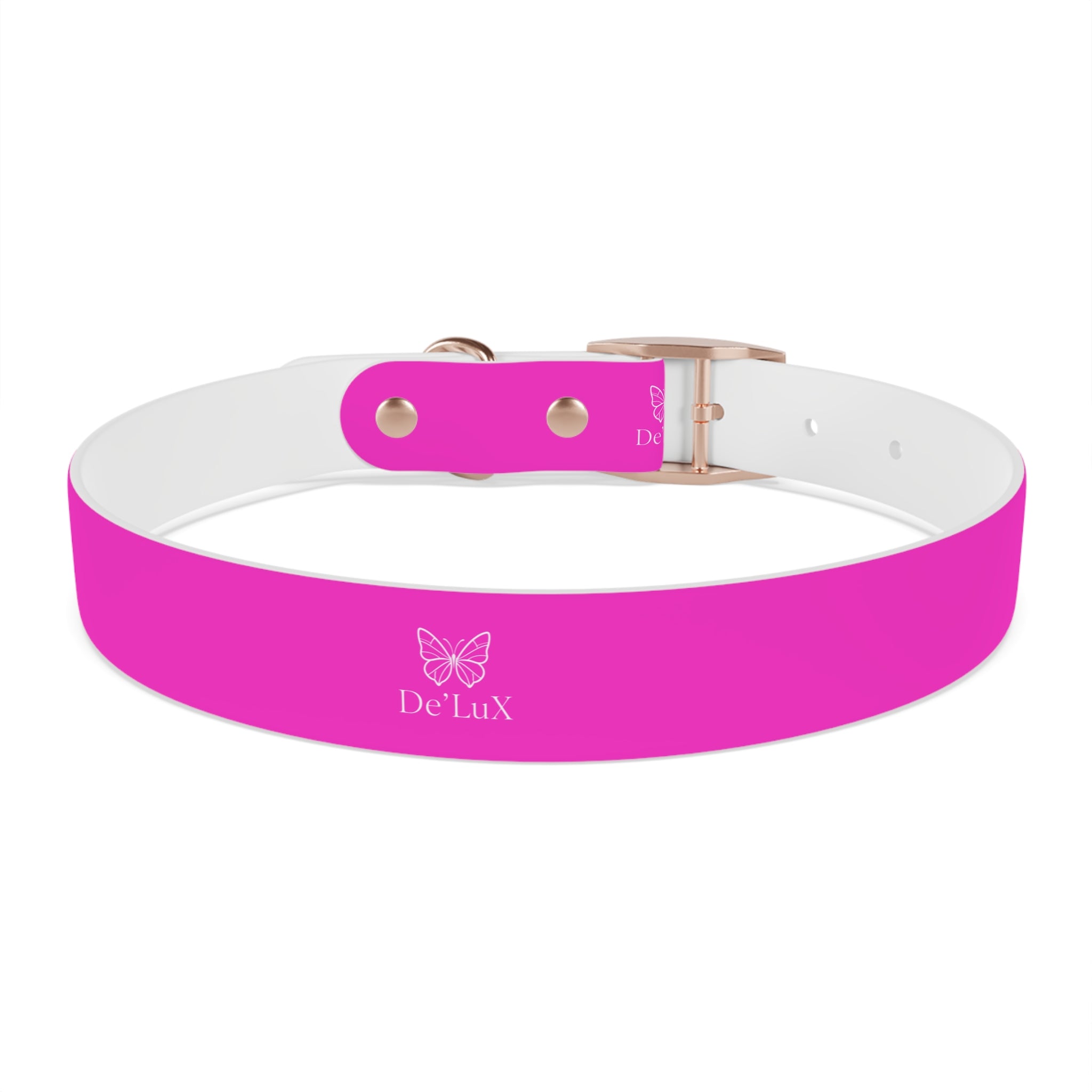 Bright Pink Dog Collar — De'Lux Butterfly Adjustable Pet Collar