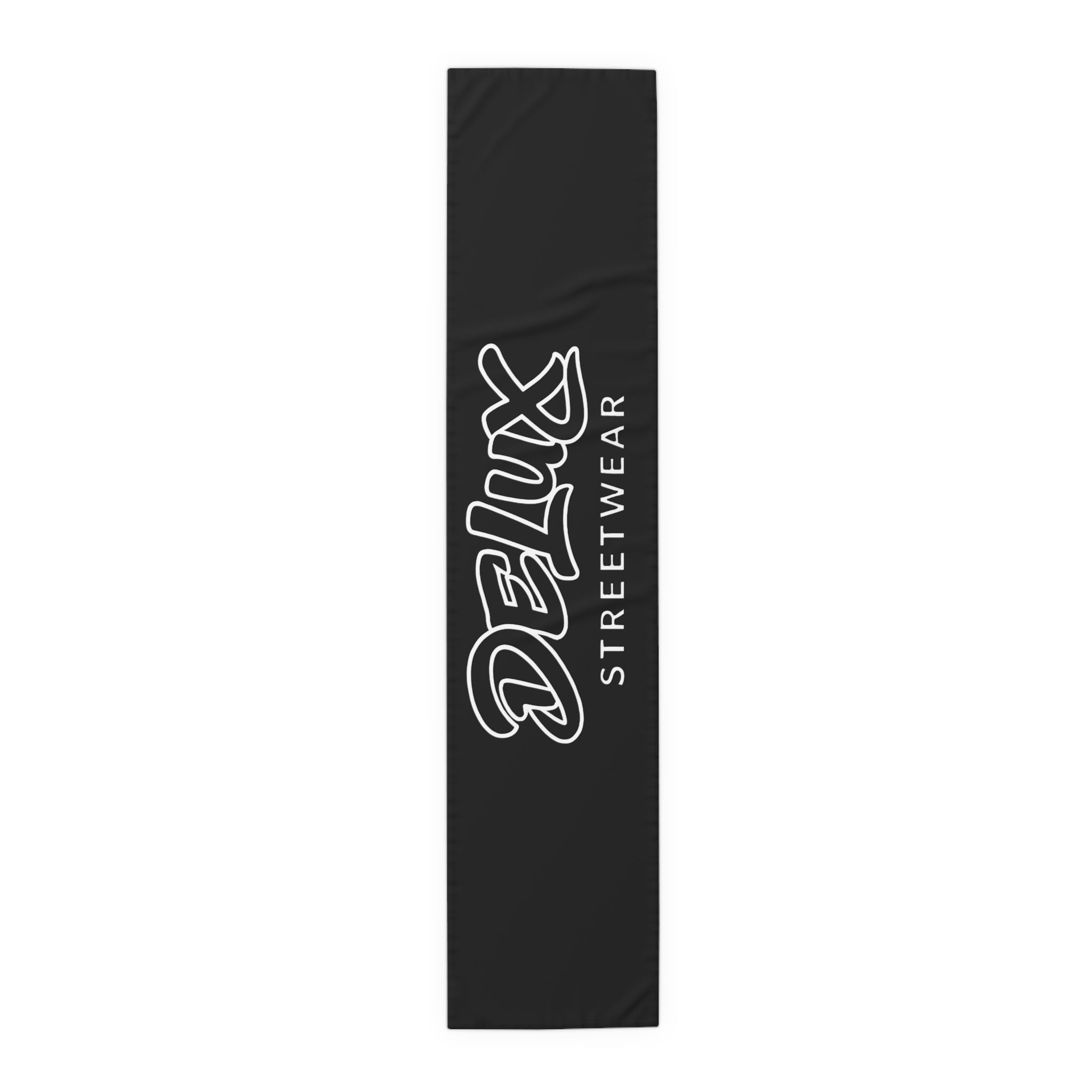 Delux Streetwear Black Logo Table Runner — Modern Minimalist Dining Decor