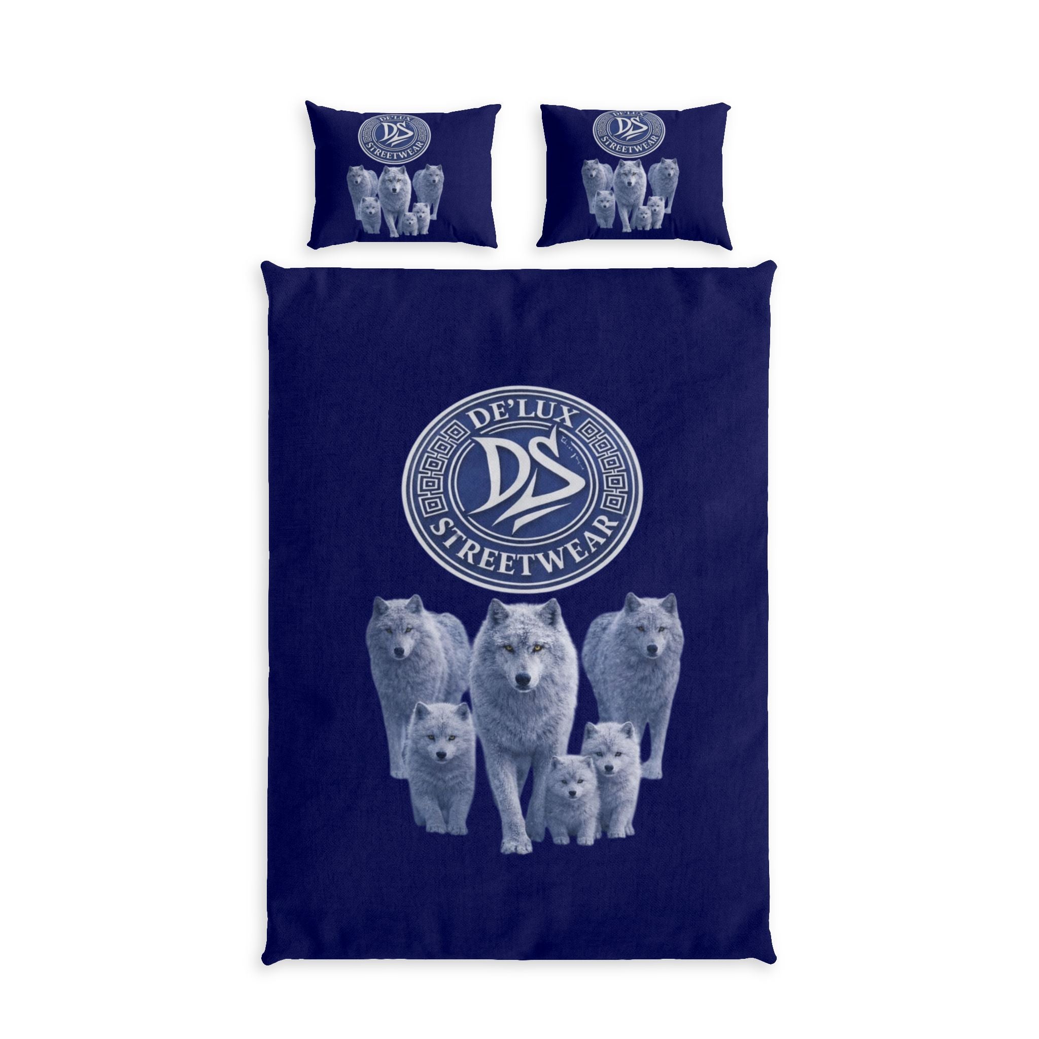 Wolf Pack Cotton Bed Set - 'Deluxe Streetwear' Logo Duvet Cover