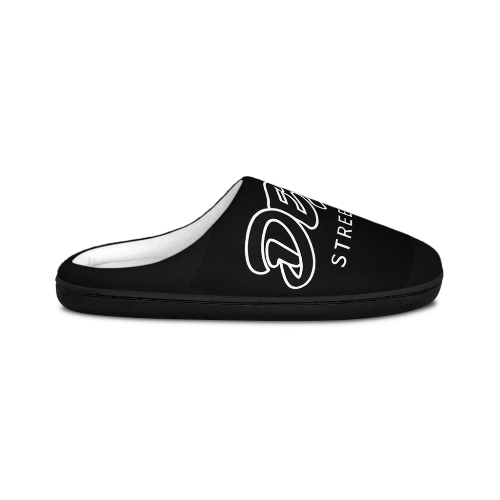 Streetwear Logo Men's Indoor Slippers - Black Cozy House Shoes