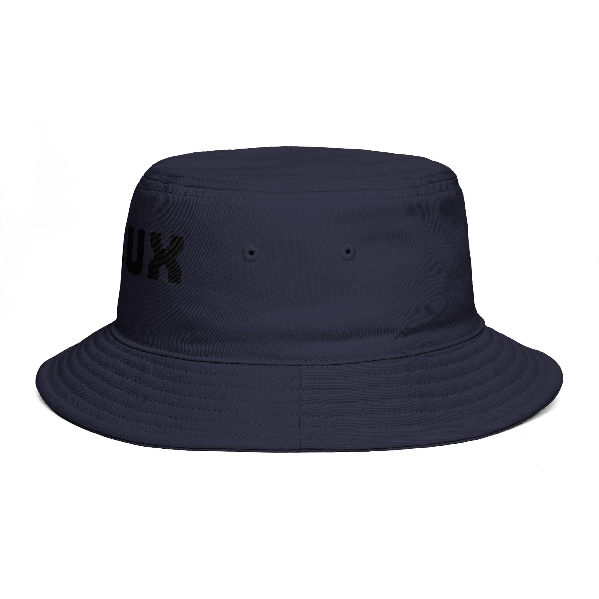 DELUX Brown Bucket Hat — Retro Logo Casual Sun Hat