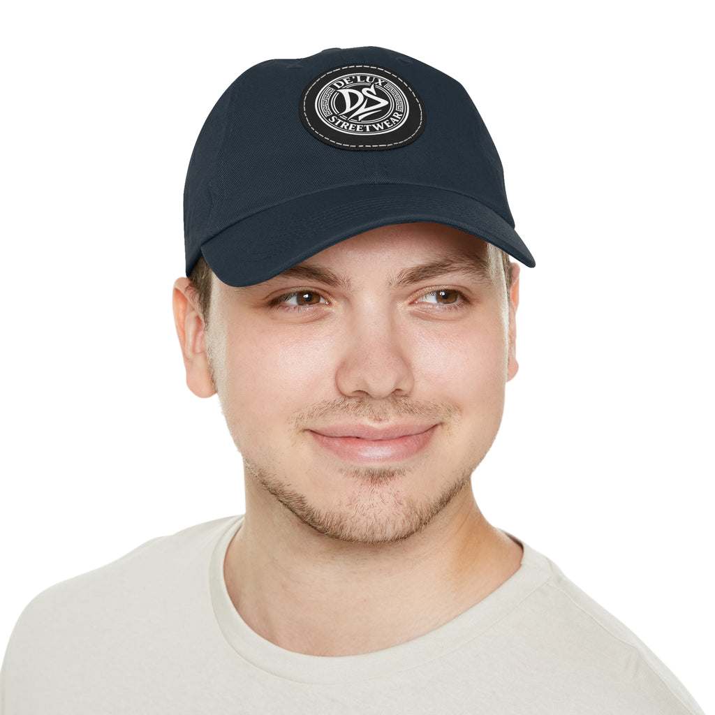 Deluxe Streetwear Leather Patch Dad Hat — Round Logo Cap
