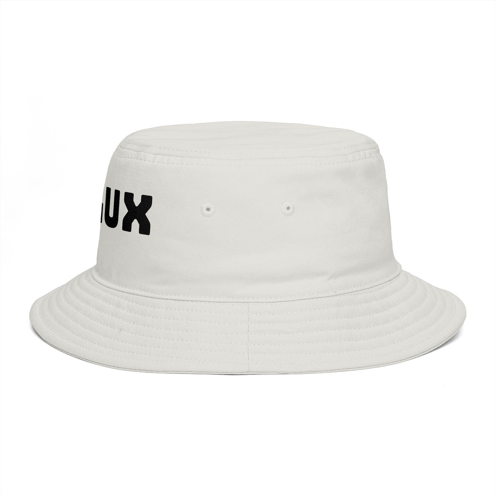 DELUX Brown Bucket Hat — Retro Logo Casual Sun Hat