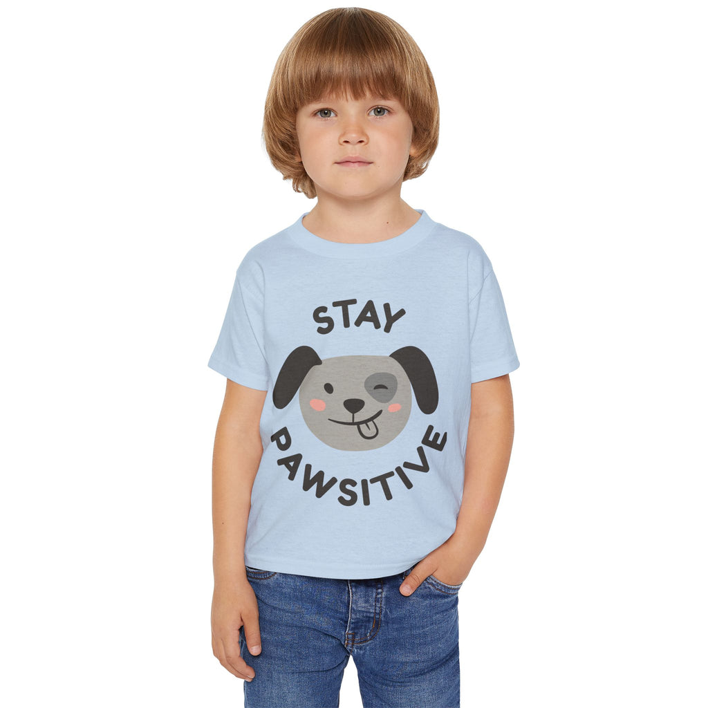 Toddler T-Shirt — "Stay Pawsitive" Cute Winking Puppy Kids Tee