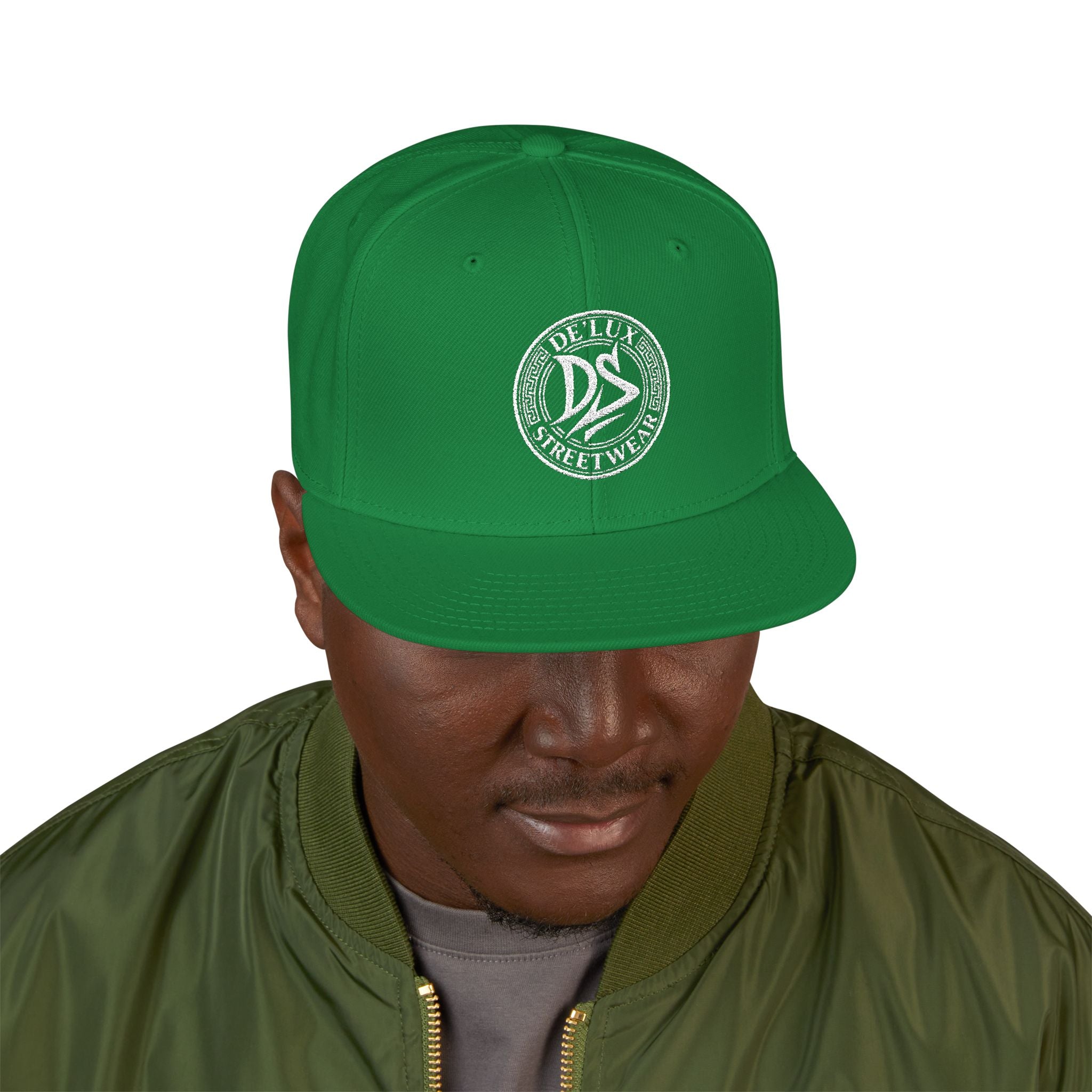 Embroidered Snapback Hat — Vintage Circle Logo Streetwear Cap