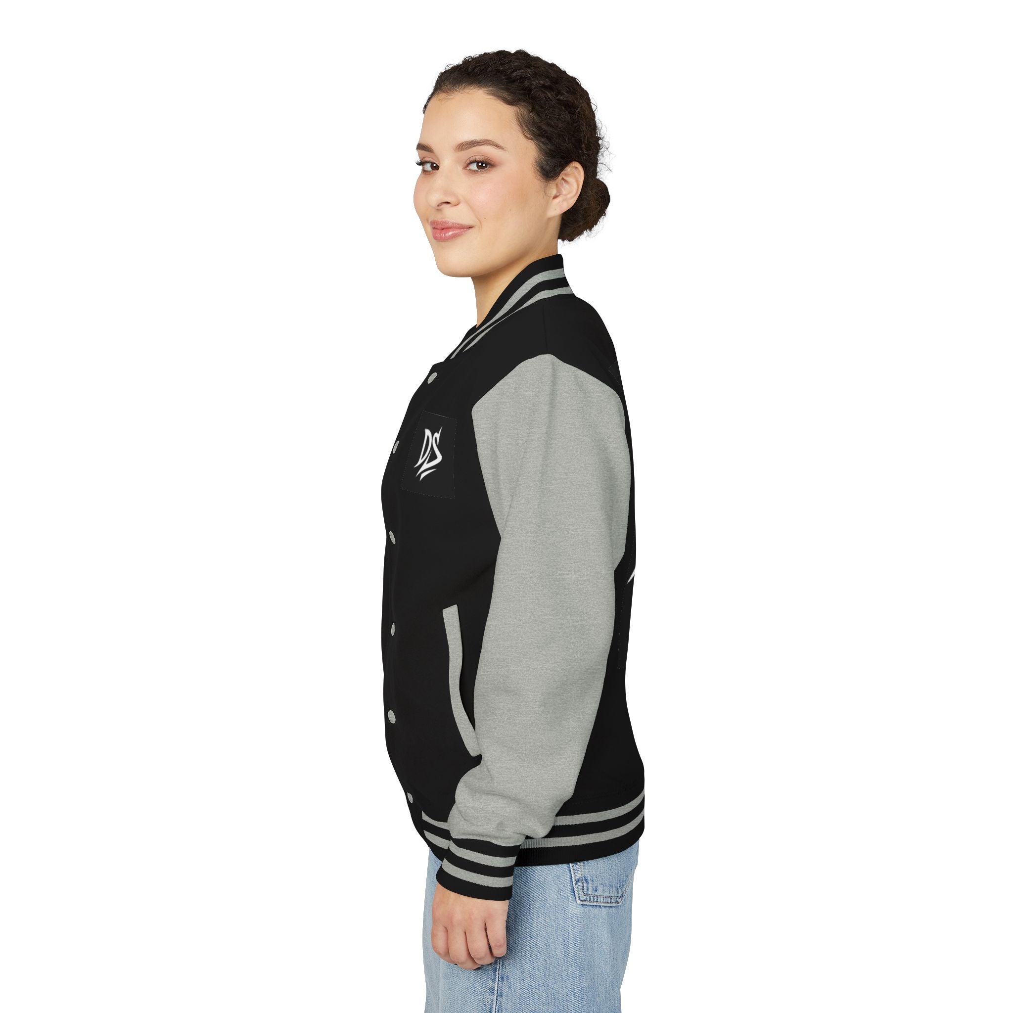 Letterman Jacket — Pink Varsity Jacket with 'DS' Logo